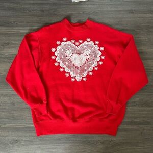 Vintage Valentine’s Day Grandma Lace Doily Crewneck